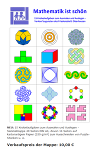 Mathematik ist schön 2 – Bastelmappe mit 12 Knobelaufgaben zum Ausmalen und Auslegen (pdf)